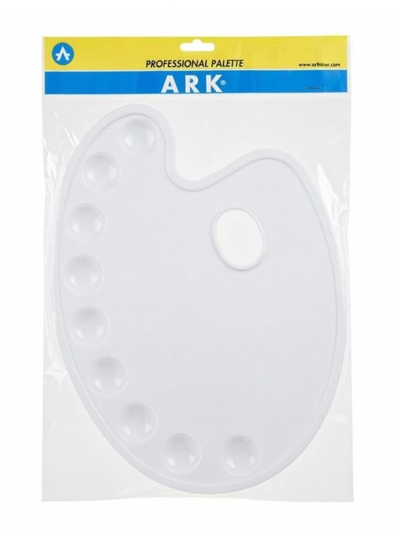 ارك باليت طلاء للاطفال من قطعة واحدة، لوحة بلاستيكية دائرية مع 9 ابار وفتحة ابهام للالوان المائية والاكريليك والزيت، لوحة فنية احترافية للحرف اليدوية - Image 3